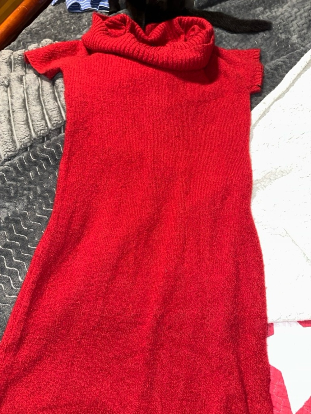 Red Turtleneck Short-Sleeve Women’s Sweater Dress Red turtleneck sweater dress